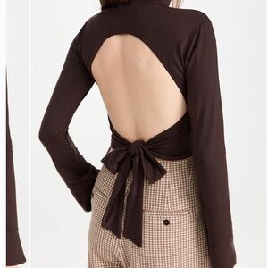 Reformation Chocolate Long Sleeve Knit Top